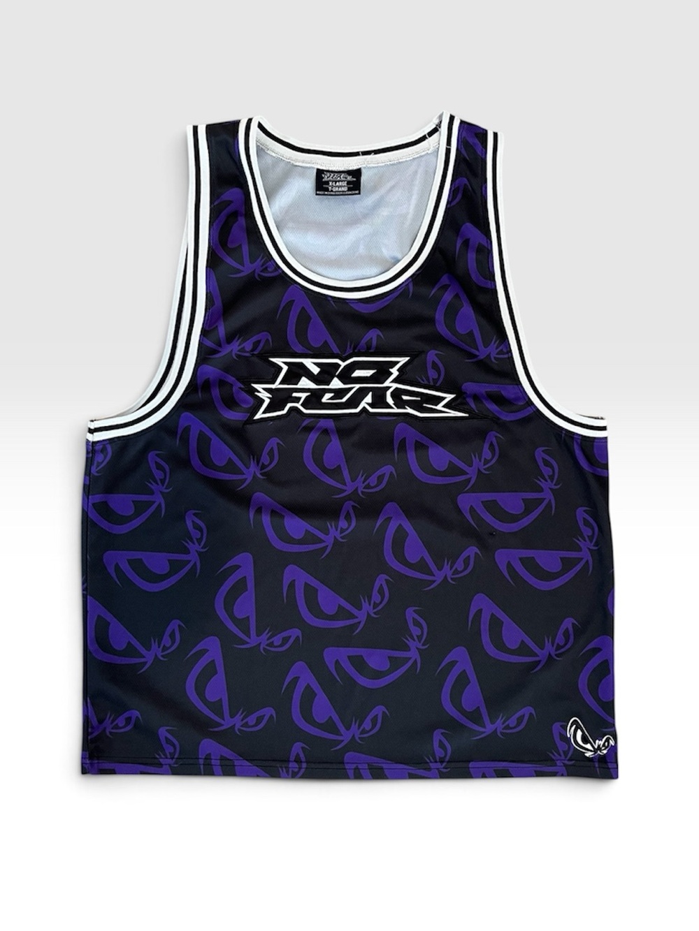 NO FEAR Men’s Basketball Jersey Tank Top XL Black Purple Graphic Mesh Athletic